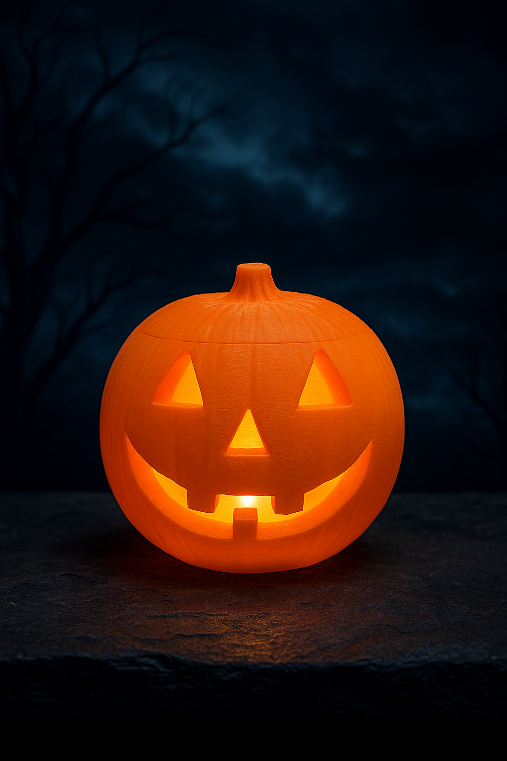 Eco-Friendly 3D Printed Jack-o’-Lantern Pumpkin with Flameless LED Tea Light
