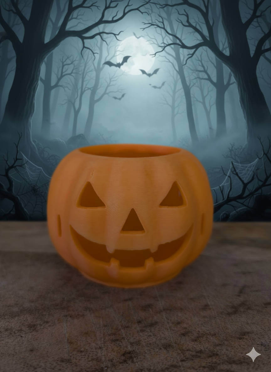 Eco-Friendly 3D Printed Jack-O'-Lantern Pumpkin with Flameless LED Tea Light