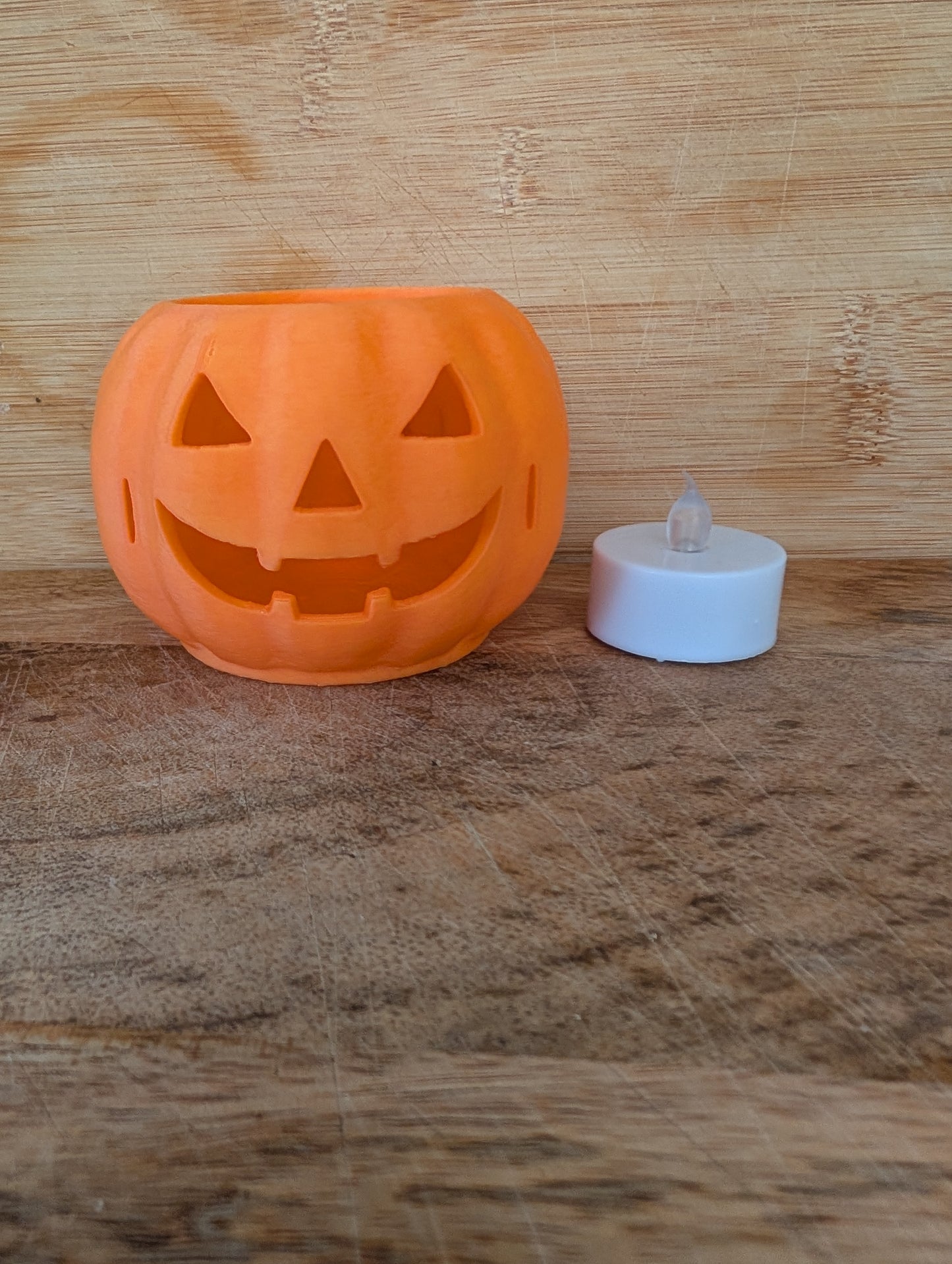 Eco-Friendly 3D Printed Jack-O'-Lantern Pumpkin with Flameless LED Tea Light