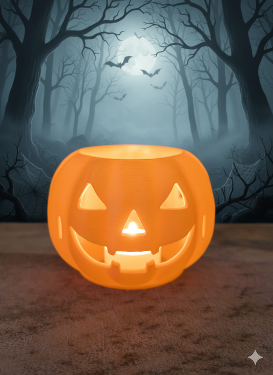 Eco-Friendly 3D Printed Jack-O'-Lantern Pumpkin with Flameless LED Tea Light
