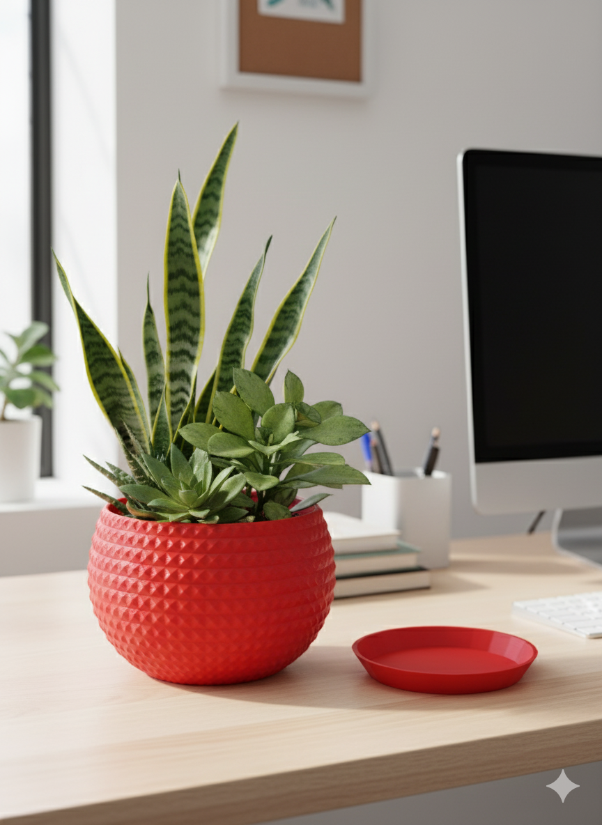 Plant Pot Indoor Flower Planter  Contemporary Diamond Pattern