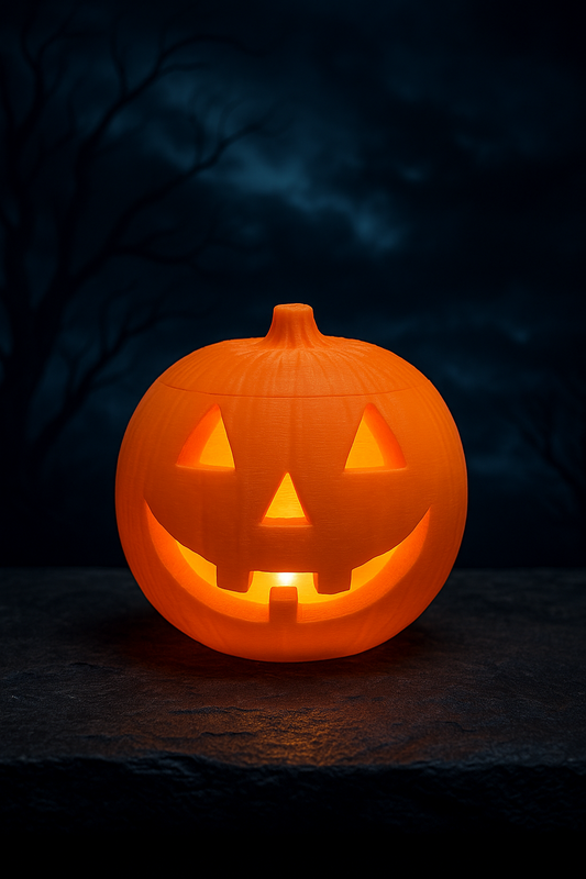 Eco-Friendly 3D Printed Jack-o’-Lantern Pumpkin with Flameless LED Tea Light