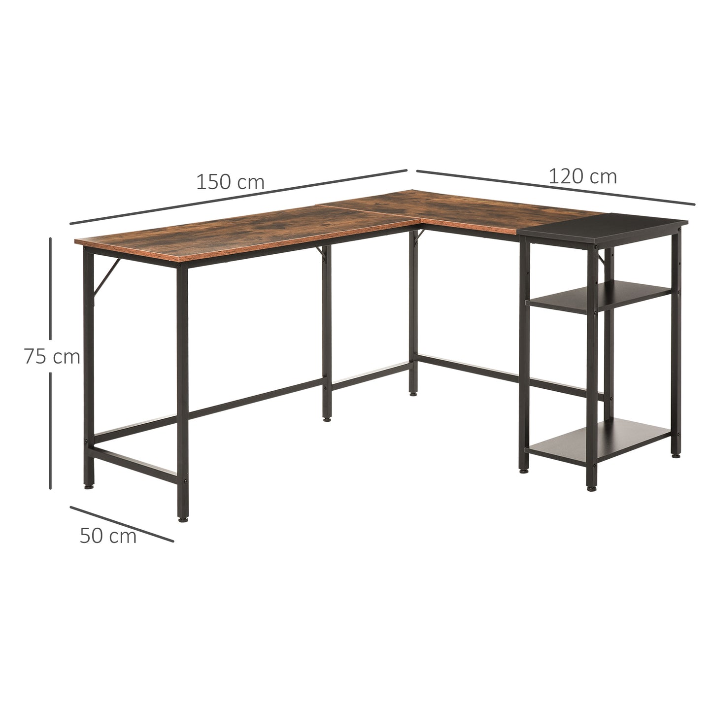 HOMCOM L-Shaped Computer Desk Industrial Corner Writing Desk