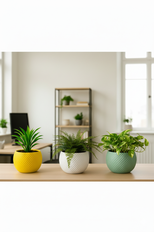 Plant Pot Indoor Flower Planter  Plastic Pot Contemporary Diamond Pattern