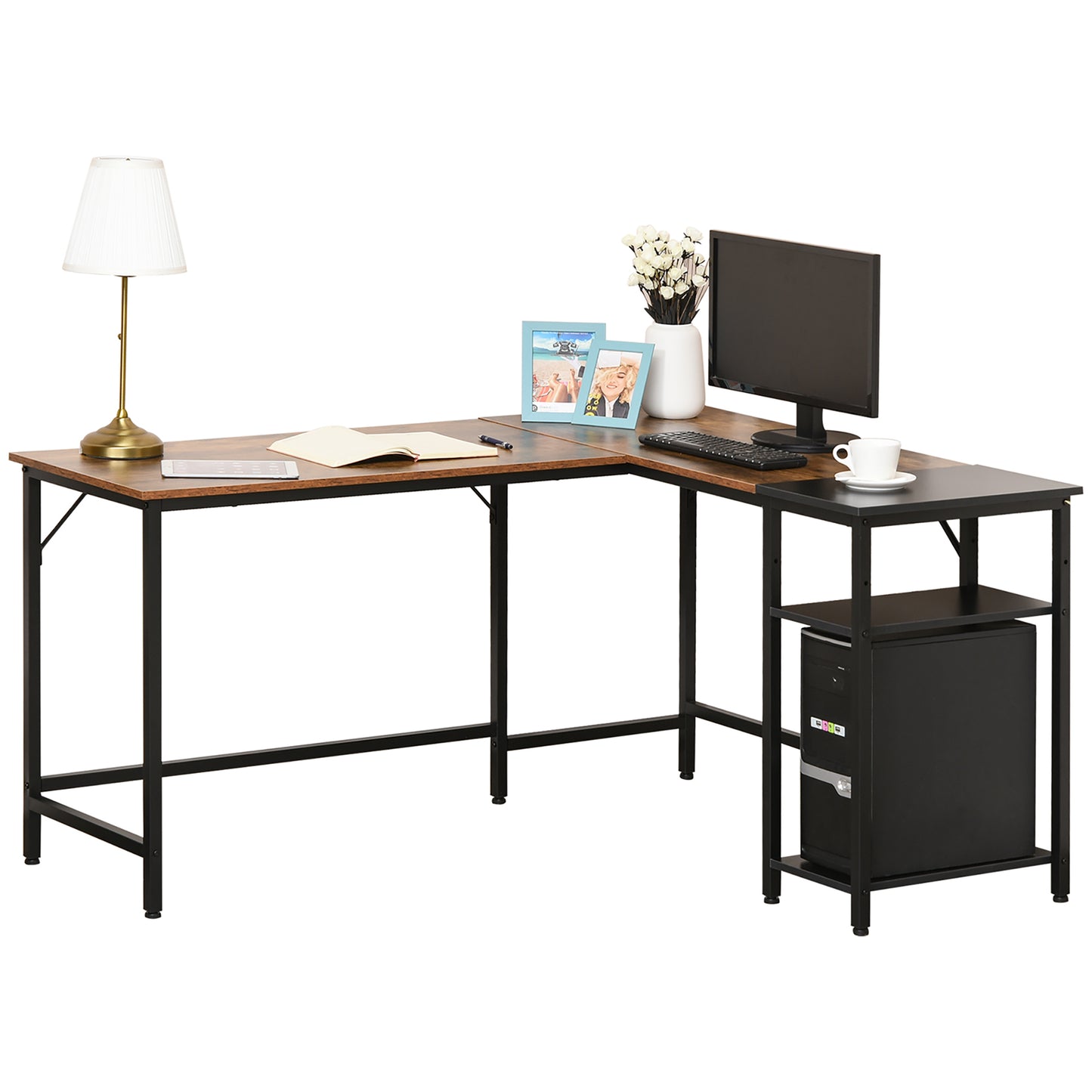 HOMCOM L-Shaped Computer Desk Industrial Corner Writing Desk